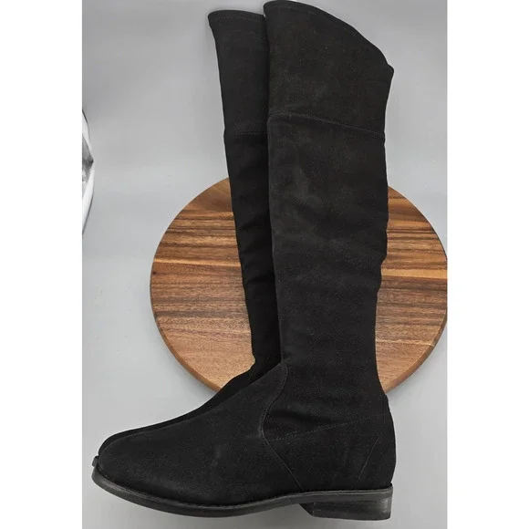 Gentle Souls Emma Boots Womens 7.5 M Black Suede Over Knee Tall Zipper Shoes - Picture 4 of 6